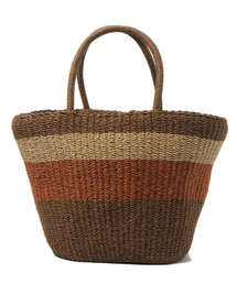 GLOBAL WORK | 【GLOBAL WORK】マルチボーダーペーパートート(かごバッグ)