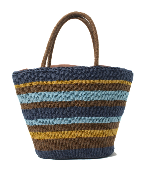 GLOBAL WORK（グローバルワーク）の「【GLOBAL WORK】マルチボーダーペーパートート（かごバッグ・レディース・ブラウン系その他/グレー/ブラウン/ネイビー/レッド/ブラック・FREE）」の5枚目の写真