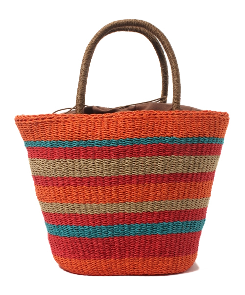 GLOBAL WORK（グローバルワーク）の「【GLOBAL WORK】マルチボーダーペーパートート（かごバッグ・レディース・ブラウン系その他/グレー/ブラウン/ネイビー/レッド/ブラック・FREE）」の6枚目の写真