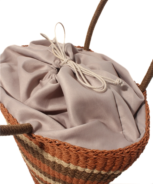 GLOBAL WORK（グローバルワーク）の「【GLOBAL WORK】マルチボーダーペーパートート（かごバッグ・レディース・ブラウン系その他/グレー/ブラウン/ネイビー/レッド/ブラック・FREE）」の11枚目の写真