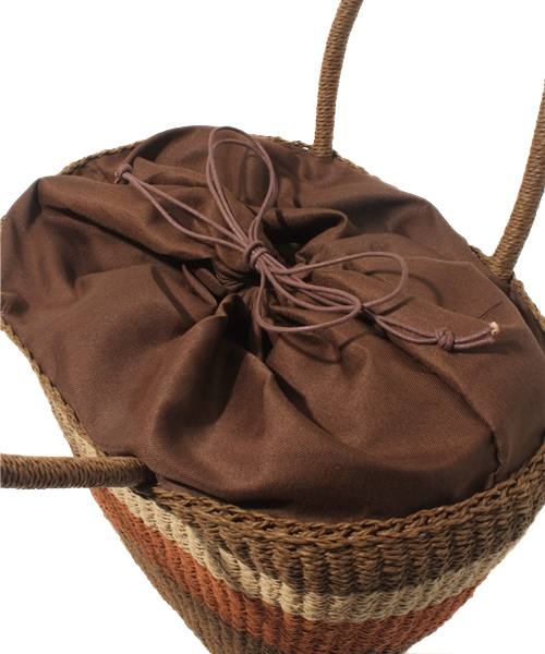 GLOBAL WORK（グローバルワーク）の「【GLOBAL WORK】マルチボーダーペーパートート（かごバッグ・レディース・ブラウン系その他/グレー/ブラウン/ネイビー/レッド/ブラック・FREE）」の12枚目の写真