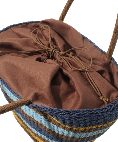 GLOBAL WORK（グローバルワーク）の「【GLOBAL WORK】マルチボーダーペーパートート（かごバッグ・レディース・ブラウン系その他/グレー/ブラウン/ネイビー/レッド/ブラック・FREE）」の13枚目の写真