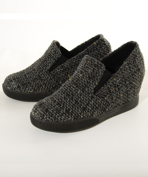 shopnikoniko（ショップニコニコ）の「スリッポン スニーカー インヒール 厚底 インヒールスニーカー（スリッポン・レディース・ブラック/ネイビー/グレー/ブラック系その他/グレー系その他/ブルー系その他/アイボリー/ホワイト/ブラック系その他2/グレー系その他2/ブラック系その他3/ブルー系その他2/キャメル/ホワイト系その他/ブラック系その他4/ベージュ/ブラック系その他5/ブラック系その他6/グレー系その他3/ブラウン系その他/ブラウン・22.5cm/23cm/23.5cm/24cm/24.5cm/25cm）」の12枚目の写真