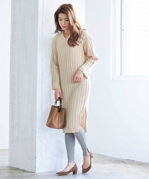 UR'S（ユアーズ）の「ﾘﾌﾞｶｯﾄｿｰﾚｷﾞﾝｽ（レギンス/スパッツ・レディース・ブラック/ベージュ/アイボリー/杢グレー・FREE）」の14枚目の写真