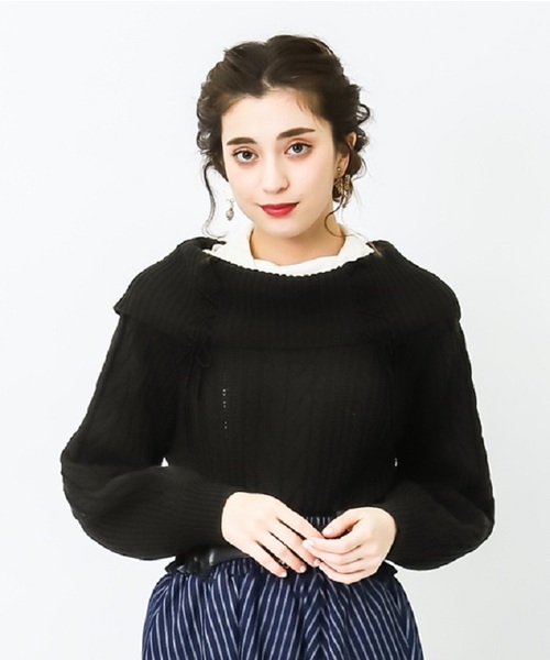 axes femme（アクシーズファム）の「W編み上げオフタートルニット 