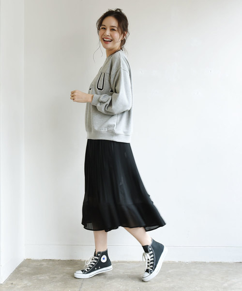 Luz Llena（ラズレナ）の「シフォンプリーツ切替スカート（スカート・レディース・ブラック/ベージュ/グレー・MEDIUM）」の6枚目の写真