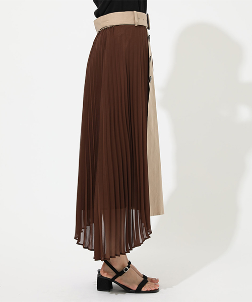 AZUL by moussy(アズールバイマウジー)の「ASYMMETRY COMBI SKIRT / アシンメトリーコンビスカート(スカート・レディース・ブラック系その他/ブラウン系その他・SMALL/MEDIUM)」の3枚目の写真
