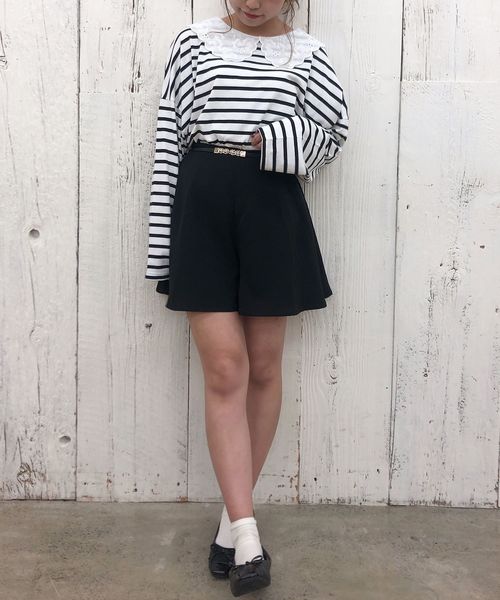 one after another NICE CLAUP（ワンアフターアナザーナイスクラップ）の「レース衿ロングTシャツ（Tシャツ/カットソー・レディース・オフホワイト/ホワイト系その他/ブラック/ベージュ系その他・FREE）」の18枚目の写真