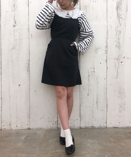 one after another NICE CLAUP（ワンアフターアナザーナイスクラップ）の「レース衿ロングTシャツ（Tシャツ/カットソー・レディース・オフホワイト/ホワイト系その他/ブラック/ベージュ系その他・FREE）」の14枚目の写真