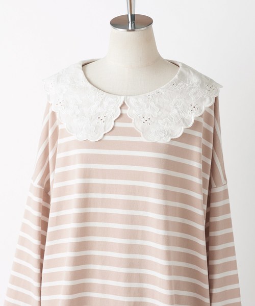 one after another NICE CLAUP（ワンアフターアナザーナイスクラップ）の「レース衿ロングTシャツ（Tシャツ/カットソー・レディース・オフホワイト/ホワイト系その他/ブラック/ベージュ系その他・FREE）」の22枚目の写真