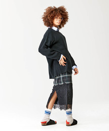 TRUNO by NOISE MAKER | レース切替チェックタイトスカート(スカート)