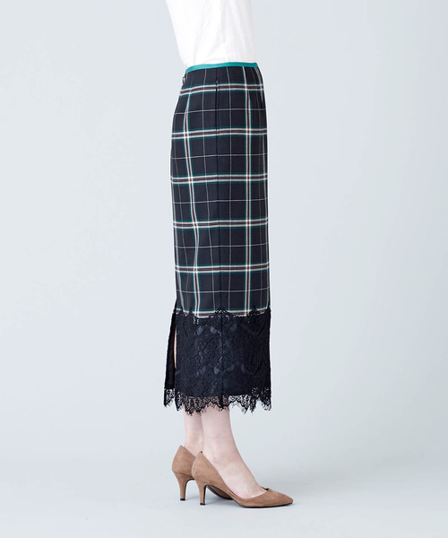 TRUNO by NOISE MAKER（トルノバイノイズメーカー）の「レース切替チェックタイトスカート（スカート・レディース・ネイビー/ブラック・38/36）」の20枚目の写真