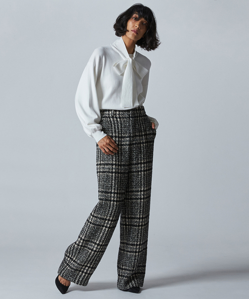 sovチェック柄ボウタイ長袖ワンピース ダブスタ DOUBLE STANDARD