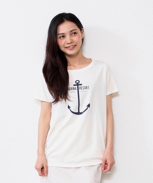coen(コーエン)の「天竺プリントTシャツ(Tシャツ/カットソー・レディース・オフホワイト/ライトブルー/ネイビー/パープル・LARGE/MEDIUM)」の2枚目の写真