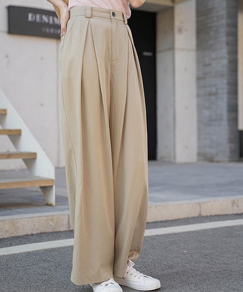 chuclla（チュクラ）の「【chuclla】【2020/SS】ハイウエスト タックワイドスラックス chw1093（スラックス・レディース・ブラック/ベージュ/アイボリー/ダークグレー・S/M/L）」の13枚目の写真