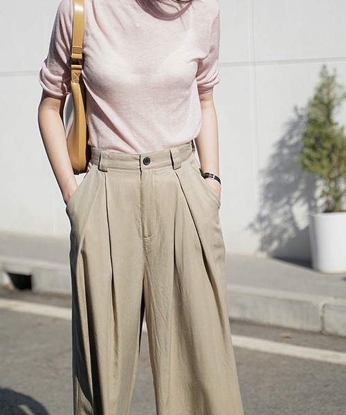 chuclla（チュクラ）の「【chuclla】【2020/SS】ハイウエスト タックワイドスラックス chw1093（スラックス・レディース・ブラック/ベージュ/アイボリー/ダークグレー・S/M/L）」の14枚目の写真