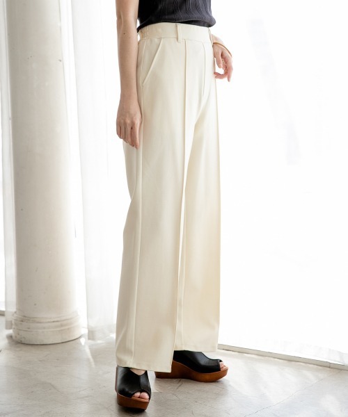 LOWRYS FARM（ローリーズファーム）の「ポンチピンタックパンツ　879102（その他パンツ・レディース・グリーン/その他1/アイボリー/キナリ/チャコールグレー/ピンク/ブルー/ホワイト系その他・MEDIUM/LARGE）」の5枚目の写真