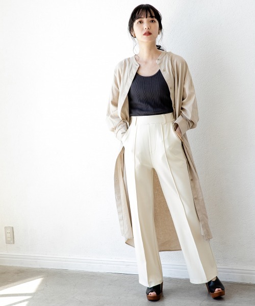 LOWRYS FARM（ローリーズファーム）の「ポンチピンタックパンツ　879102（その他パンツ・レディース・グリーン/その他1/アイボリー/キナリ/チャコールグレー/ピンク/ブルー/ホワイト系その他・MEDIUM/LARGE）」の9枚目の写真