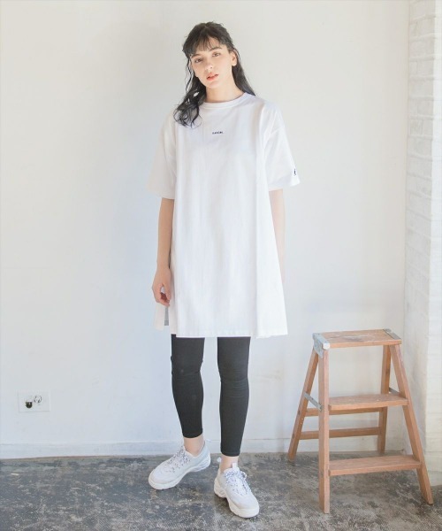 KANGOL／カンゴール】ロゴ刺繍半袖Tワンピ/ビッグシルエット/Tシャツ