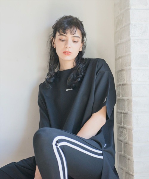 KANGOL（カンゴール）の「【KANGOL／カンゴール】ロゴ刺繍半袖Tワンピ/ビッグシルエット/Ｔシャツワンピース（ワンピース・レディース・ホワイト/チャコールグレー/ブラック・M/L/LL）」の10枚目の写真