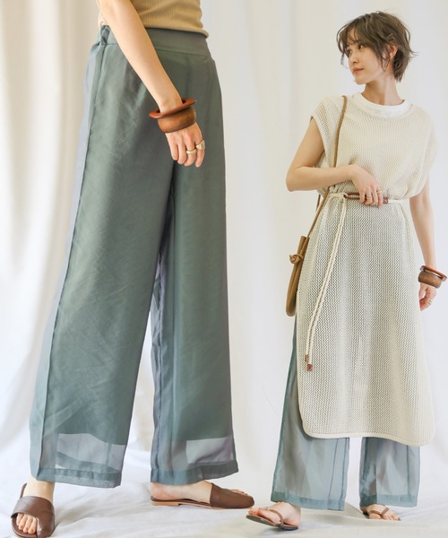 select MOCA（セレクトモカ）の「シースルーパンツセット（その他パンツ・レディース・パープル/アイボリー/モスグリーン・FREE）」の2枚目の写真