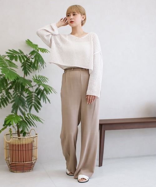 Social GIRL(ソーシャルガール)の「タッセルベルトワイドストレートパンツ(その他パンツ・レディース・ベージュ/カーキ/オフホワイト・M/L)」の20枚目の写真