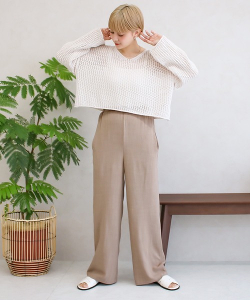 Social GIRL(ソーシャルガール)の「タッセルベルトワイドストレートパンツ(その他パンツ・レディース・ベージュ/カーキ/オフホワイト・M/L)」の19枚目の写真