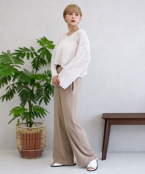 Social GIRL(ソーシャルガール)の「タッセルベルトワイドストレートパンツ(その他パンツ・レディース・ベージュ/カーキ/オフホワイト・M/L)」の18枚目の写真