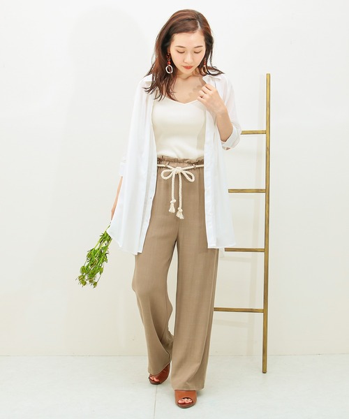 Social GIRL(ソーシャルガール)の「タッセルベルトワイドストレートパンツ(その他パンツ・レディース・ベージュ/カーキ/オフホワイト・M/L)」の14枚目の写真