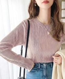 袖口まで上品かわいく。ラウンドネック袖メローブラウス(長袖)