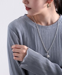 classicalelf | ラウンドネックミドル丈ミニプリーツ袖メローリブブラウス(長袖)(Tシャツ/カットソー)