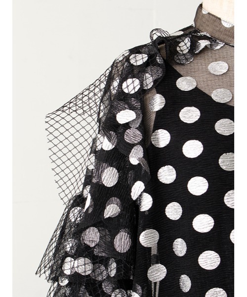 ◆ FLUMOR インポートドットチュールブラウス　個性派 派手 ◇ FLUMOR インポートドットチュールブラウス 個性派 派手