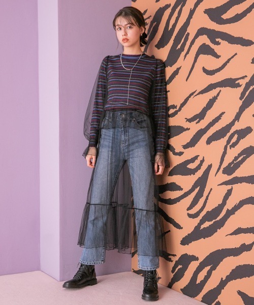 Me%(ミィパーセント)の「シースルーロングワンピース(ワンピース・レディース・ホワイト/ブラック・FREE)」の2枚目の写真