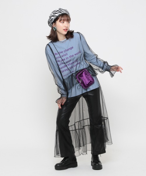 Me%(ミィパーセント)の「シースルーロングワンピース(ワンピース・レディース・ホワイト/ブラック・FREE)」の3枚目の写真