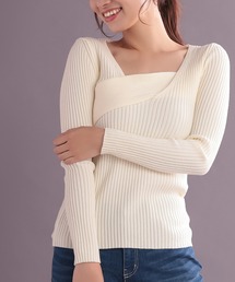 Ninarobe | カシュクール風変形リブニットトップス(ニット/セーター)