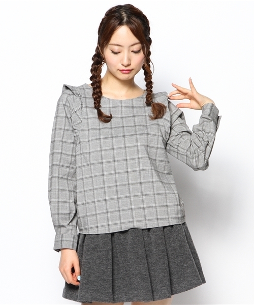 Chico（チコ）の「長袖チェックタックスリーブBL（シャツ/ブラウス・レディース・チャコールグレー/グレー・FREE）」の9枚目の写真