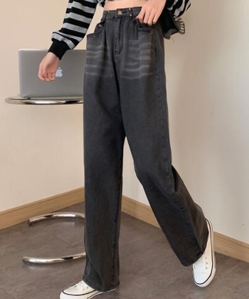 Girly Doll(ガーリードール)の「ハイウエストデニム(デニムパンツ・レディース・ブルー/ブラック/ホワイト/グレー/ダークブルー/ブラウン/スカイブルー/ピンクベージュ/イエロー・M/L/XL/S)」の4枚目の写真