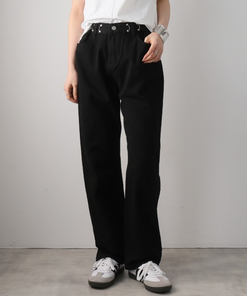 Girly Doll(ガーリードール)の「ハイウエストデニム(デニムパンツ・レディース・ブルー/ブラック/ホワイト/グレー/ダークブルー/ブラウン/スカイブルー/ピンクベージュ/イエロー・M/L/XL/S)」の3枚目の写真