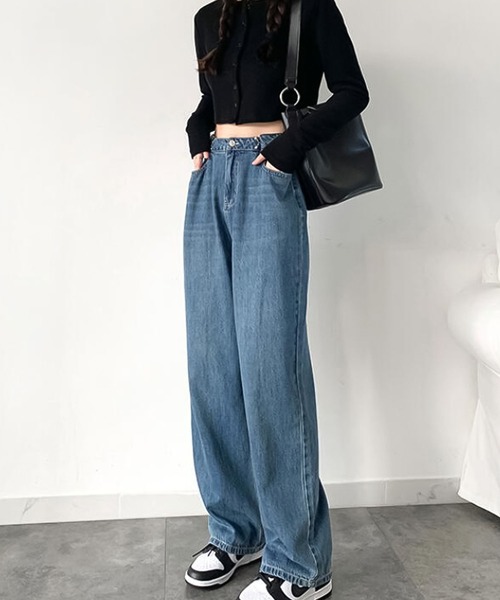 Girly Doll(ガーリードール)の「ハイウエストデニム(デニムパンツ・レディース・ブルー/ブラック/ホワイト/グレー/ダークブルー/ブラウン/スカイブルー/ピンクベージュ/イエロー・M/L/XL/S)」の13枚目の写真