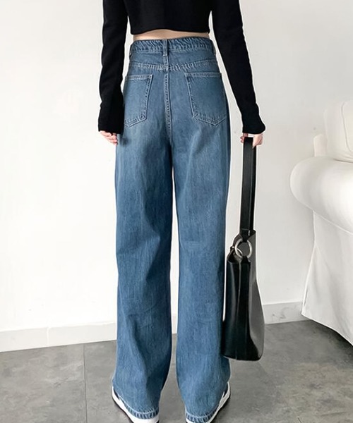 Girly Doll(ガーリードール)の「ハイウエストデニム(デニムパンツ・レディース・ブルー/ブラック/ホワイト/グレー/ダークブルー/ブラウン/スカイブルー/ピンクベージュ/イエロー・M/L/XL/S)」の15枚目の写真