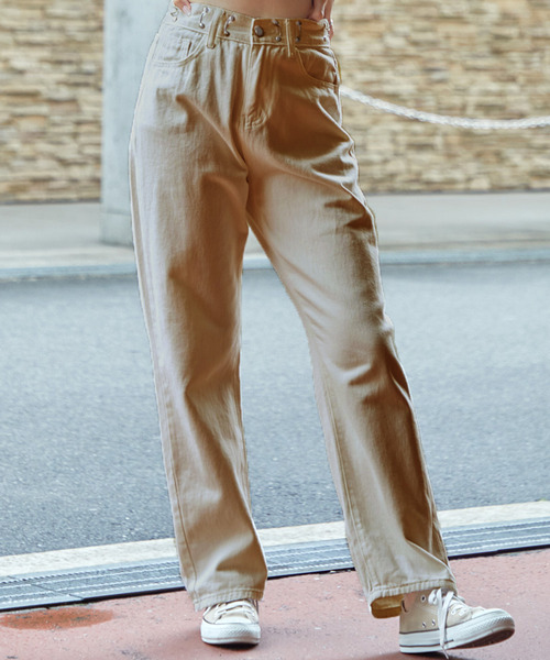 Girly Doll(ガーリードール)の「ハイウエストデニム(デニムパンツ・レディース・ブルー/ブラック/ホワイト/グレー/ダークブルー/ブラウン/スカイブルー/ピンクベージュ/イエロー・M/L/XL/S)」の16枚目の写真