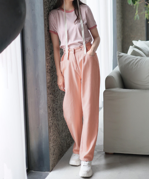 Girly Doll(ガーリードール)の「ハイウエストデニム(デニムパンツ・レディース・ブルー/ブラック/ホワイト/グレー/ダークブルー/ブラウン/スカイブルー/ピンクベージュ/イエロー・M/L/XL/S)」の20枚目の写真