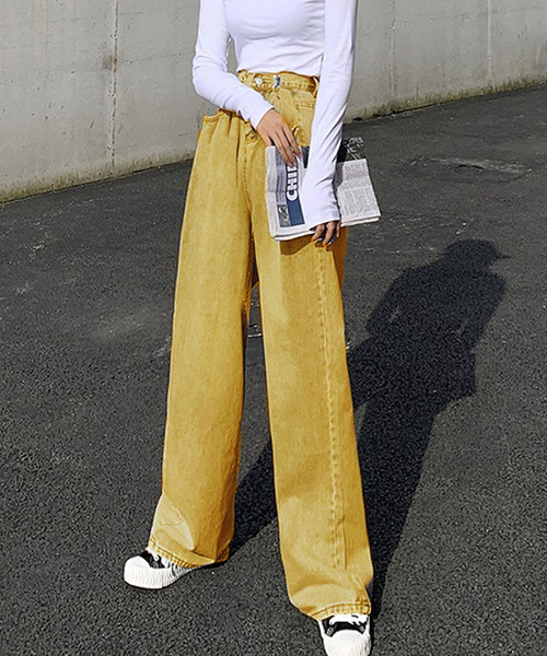 Girly Doll(ガーリードール)の「ハイウエストデニム(デニムパンツ・レディース・ブルー/ブラック/ホワイト/グレー/ダークブルー/ブラウン/スカイブルー/ピンクベージュ/イエロー・M/L/XL/S)」の19枚目の写真