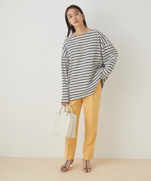 ADAM ET ROPE'（アダムエロペ）の「【WEB限定】BIGボーダープルオーバー（Tシャツ/カットソー・レディース・ブラック系その他/ホワイト系その他/ブルー系その他・FREE）」の4枚目の写真