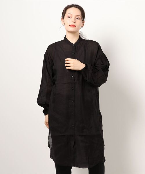 INTERPLANET(インタープラネット)の「シアーシャツチュニック+テレコインナーセット(シャツ/ブラウス・レディース・モカ/ブラック/オレンジ・FREE)」の2枚目の写真