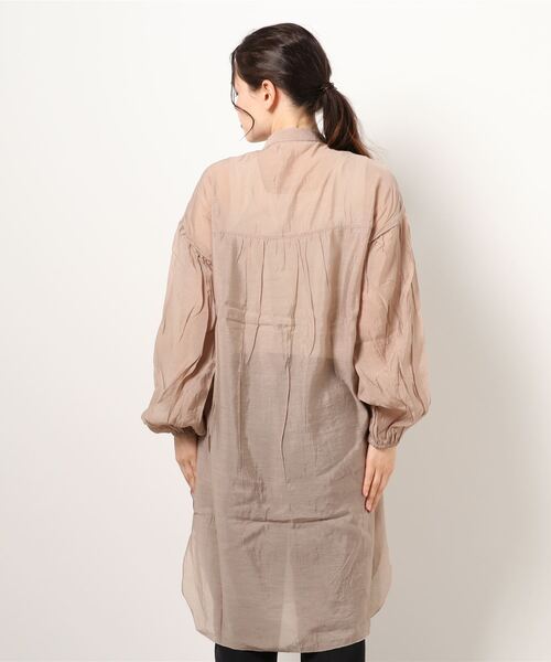 INTERPLANET(インタープラネット)の「シアーシャツチュニック+テレコインナーセット(シャツ/ブラウス・レディース・モカ/ブラック/オレンジ・FREE)」の5枚目の写真