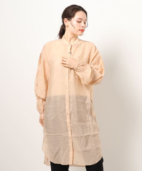 INTERPLANET(インタープラネット)の「シアーシャツチュニック+テレコインナーセット(シャツ/ブラウス・レディース・モカ/ブラック/オレンジ・FREE)」の13枚目の写真