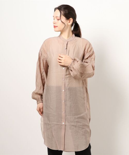 INTERPLANET(インタープラネット)の「シアーシャツチュニック+テレコインナーセット(シャツ/ブラウス・レディース・モカ/ブラック/オレンジ・FREE)」の14枚目の写真