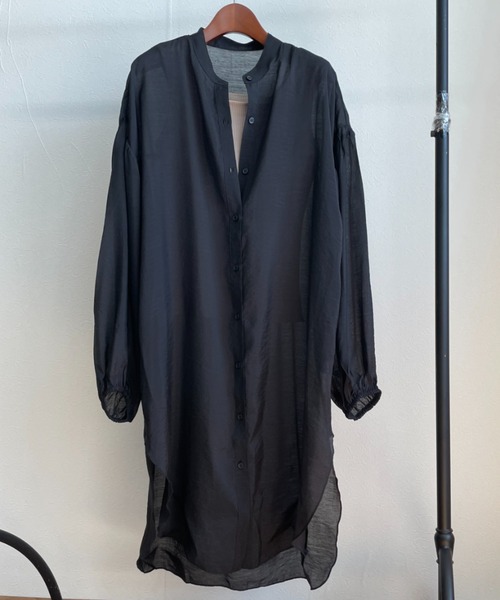 INTERPLANET(インタープラネット)の「シアーシャツチュニック+テレコインナーセット(シャツ/ブラウス・レディース・モカ/ブラック/オレンジ・FREE)」の11枚目の写真