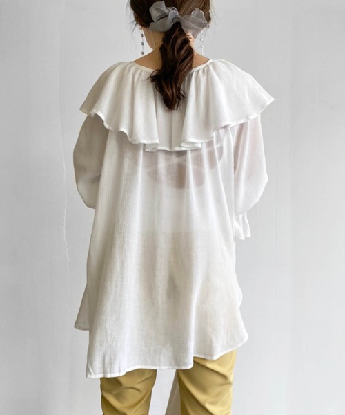 Birthday room（バースデイルーム）の「楊柳シフォンラッフルチュニック（シャツ/ブラウス・レディース・ホワイト/ブラック/ミント・FREE）」の17枚目の写真